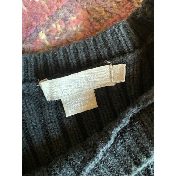 Women's VINTAGE black Y2K 100% cotton J.Crew THICK cable knit sweater SIZE XS - Picture 2 of 5